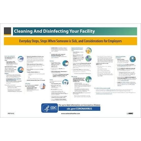 Nmc Poster, CLEANING AND DISINFECTING YOUR FACILITY, Unrippable Vinyl 015, 12 H x 18 W in PST151C